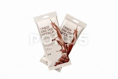 Chocolate Bar Packaging Mockup With Hanging Hole PSD Template