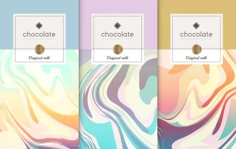 Chocolate bar packaging set. Trendy luxury product branding template with label. Stock-Illustration