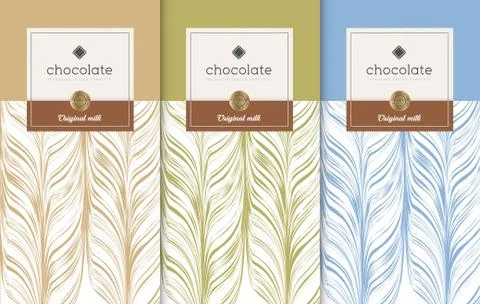 Chocolate bar packaging set. Trendy luxury product branding template with label. 스톡 일러스트