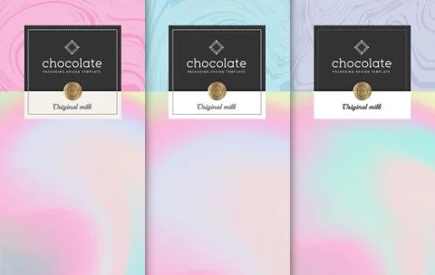 Chocolate bar packaging set. Trendy luxury product branding template with label. 스톡 일러스트