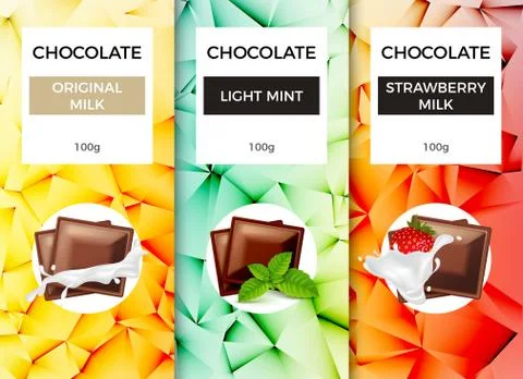 Chocolate bar packaging template design. Chocolate branding product pattern Stock Illustration