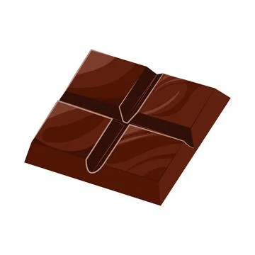 Chocolate bar piece in flat design. Portion slice of dark cocoa dessert. Vect Stock Illustration