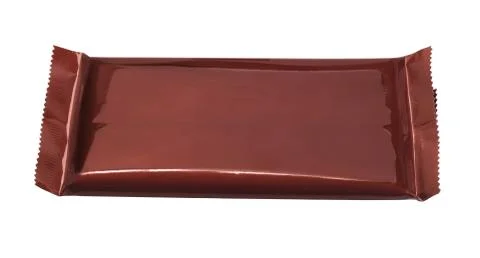 Chocolate bar in plastic wrapper Stock Photos
