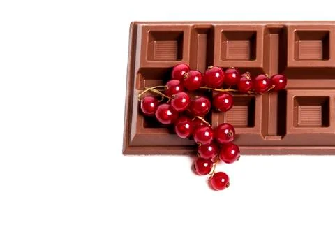 Chocolate bar with red currant close-up Foto stock