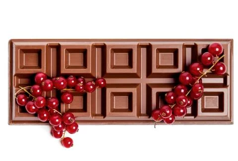 Chocolate bar with red currant Stock Photos