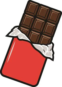 Chocolate bar in red wrapper, minimal simple vector illustration Stock Illustration