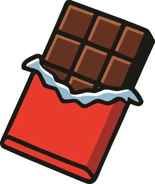 Chocolate bar in red wrapper, minimal simple vector illustration Stock Illustration