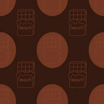Chocolate bar seamless pattern, coffee color chocolate dessert, illustration  Stock Illustration