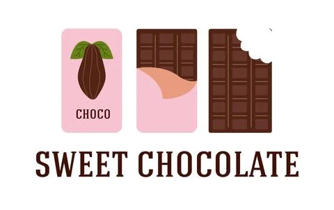 Chocolate bar. Set of isolated vector illustrations in flat style Stock Illustration