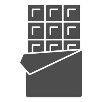 Chocolate bar solid icon, Chocolate festival concept, Candy bar sign on white Stock Illustration