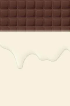 Chocolate bar square shape with blank space cream color and milk dropping b.. Stock Illustration