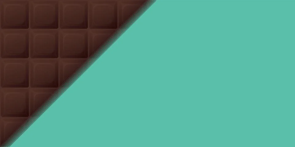 Chocolate bar square shape with blank space green mint color background gra.. Stock Illustration