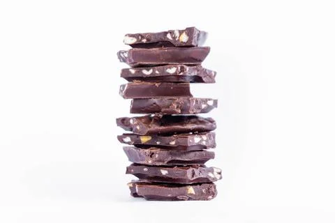 Chocolate bar stack on white background Stock-Fotos