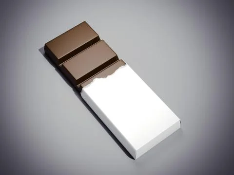 Chocolate bar in white wrapper. 3d rendering Illustrazione stock