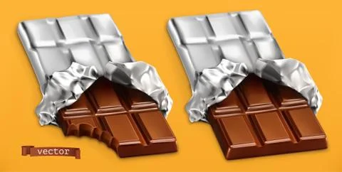 Chocolate bars, 3d realistic vector Stock Illustration