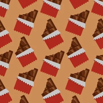 Chocolate bars bitten package seamless pattern Illustrazione stock