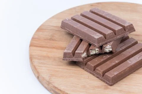 Chocolate bars with copy space over white Stock Photos