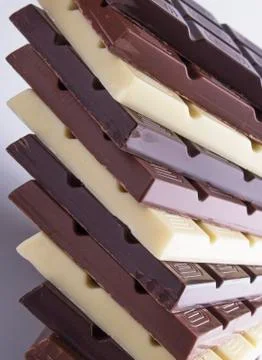 Chocolate bars of different kindes Stock Photos