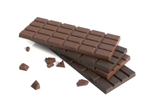Chocolate bars isolated on white background Stock Illustration