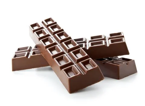 Chocolate bars isolated on white Stock Photos