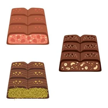 Chocolate bars set with various fillings Stock Illustration