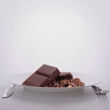 Chocolate bars stack on plate. Foto stock