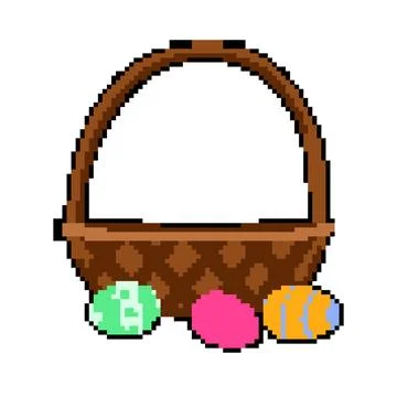 Chocolate basket easter pixel art vector illustration Illustrazione stock
