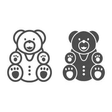 Chocolate Bear line and solid icon, Chocolate festival concept, Bear candy sign Stock Illustration