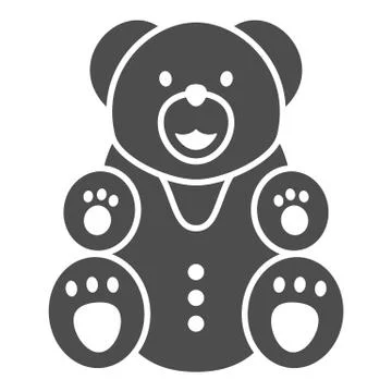 Chocolate Bear solid icon, Chocolate festival concept, Bear candy sign on white Stock Illustration