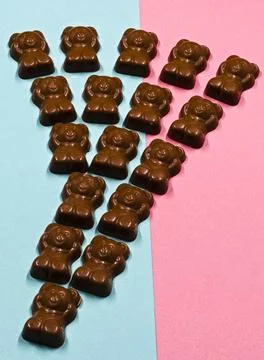 Chocolate bears form a question mark Stock Photos
