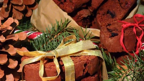 Chocolate Biscotti for Christmas. Stock Footage 102061726