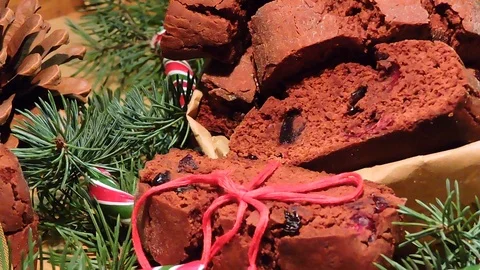 Chocolate biscotti for Christmas. Stock Footage 102061830