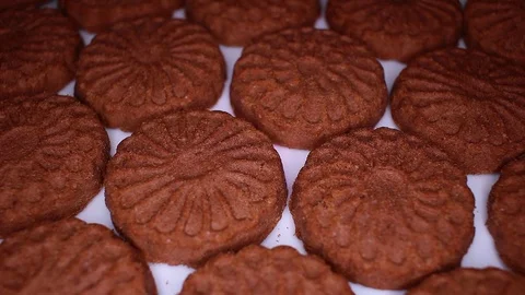 Chocolate biscuit brown chocolate biscuits cacao food closeup texture pattern Video stock 102588930