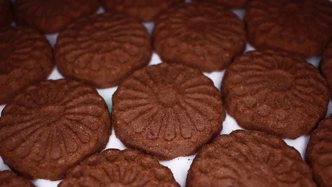 Chocolate biscuit brown chocolate biscuits cacao food closeup texture pattern Stock Footage 102590250