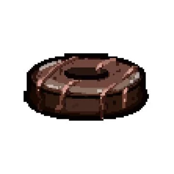 Chocolate biscuit cookie pixel art vector illustration Stock Illustration