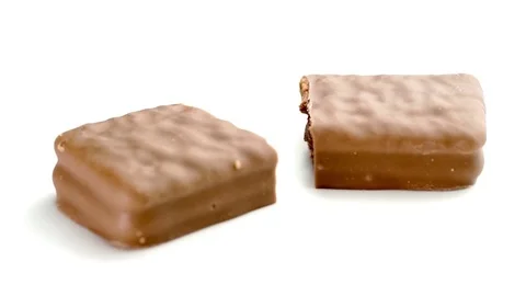 Chocolate biscuit macro isolated on white Stock Footage 83050029