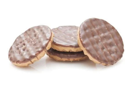Chocolate biscuits isolated on white background Stock Photos