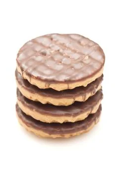 Chocolate biscuits isolated on white background Stock Photos
