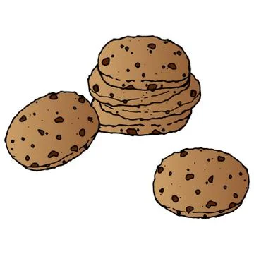Chocolate biscuits with nuts. Vector illustration of cookies with chocolate a Stock Illustration