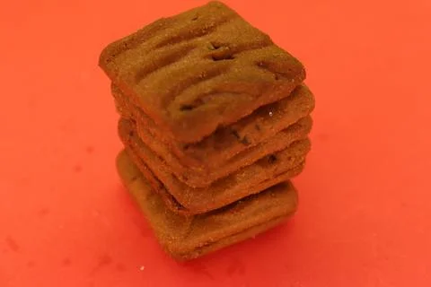 A chocolate biscuits with red background Stock Photos