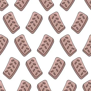 Chocolate biscuits seamless pattern textile print. repeat pattern background  Stock Illustration