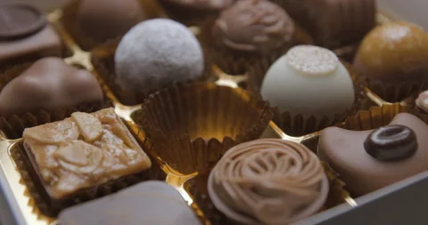 Chocolate box close up studio Stock Footage 242123378