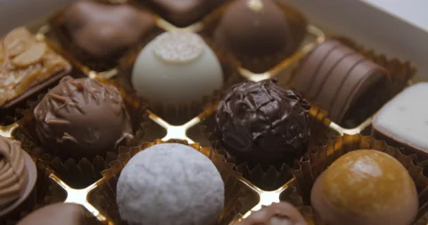 Chocolate box close up studio Stock Footage 242123716
