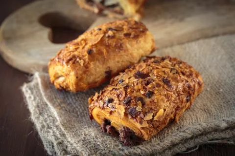 Chocolate bread croissant Stock Photos