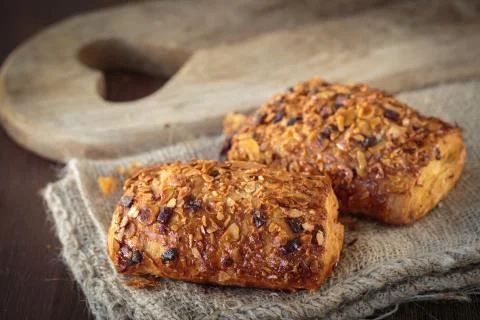 Chocolate bread croissant Stock Photos