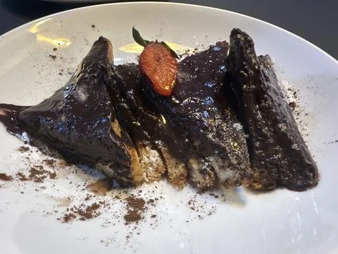 Chocolate bread on a plate Stock Photos