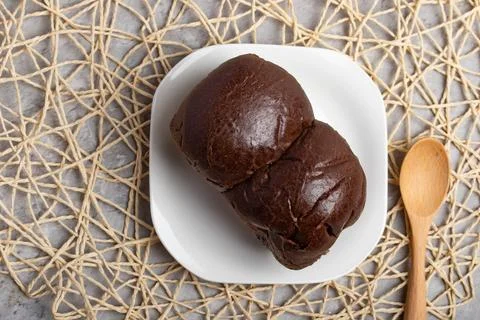 Chocolate bread in a white plate Stock Photos