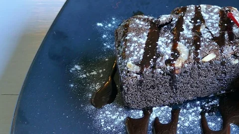 Chocolate brownie cake Stock Footage 81802861