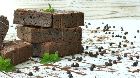 Chocolate brownie cake Stock Footage 83156257