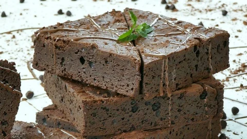 Chocolate brownie cake Stock Footage 87044229